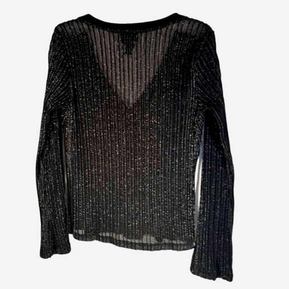 Baranda Black and Silver Faux Wrap Dress Shirt. Long Sleeve Stretchy. Size XL - Picture 6 of 12